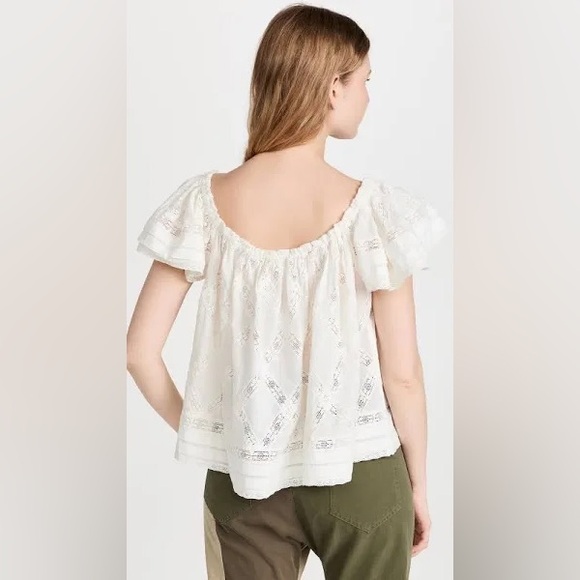 The Great The West Top White Women’s‎ Small Flutter Sleeve Flowy Boho Casual - Picture 2 of 13
